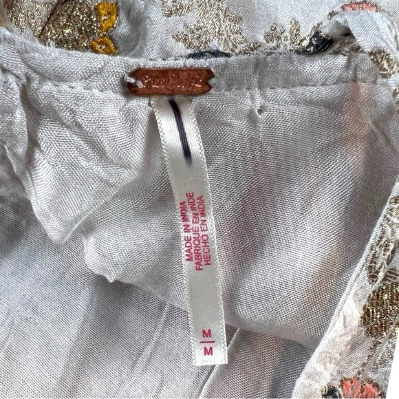NWOT Free People Chiara Playsuit Floral Embroidered Romper Gold Ivory Size M - Picture 10 of 11